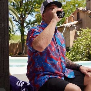 ❤️‍🔥❤️‍🔥🛠️DIXXON 🛠️ The Mixer 🛠️ Red and Blue Casual Button Down Shirt 3XL